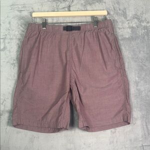 Eddie Bauer Men’s Maroon Elastic Belted Waistband Shorts Pockets Size Large